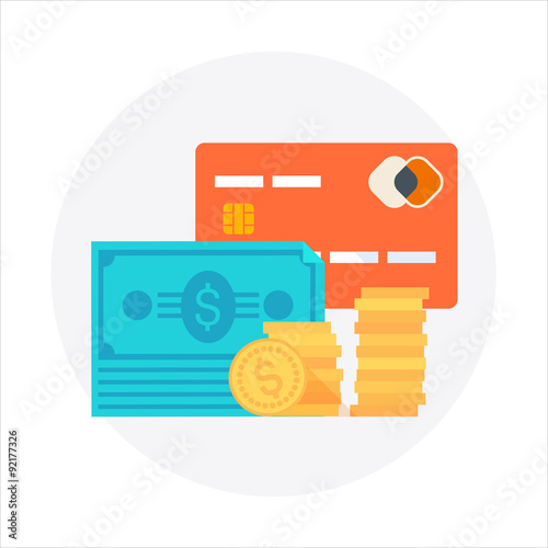 Payment type theme, flat style, colorful, vector icon for info g