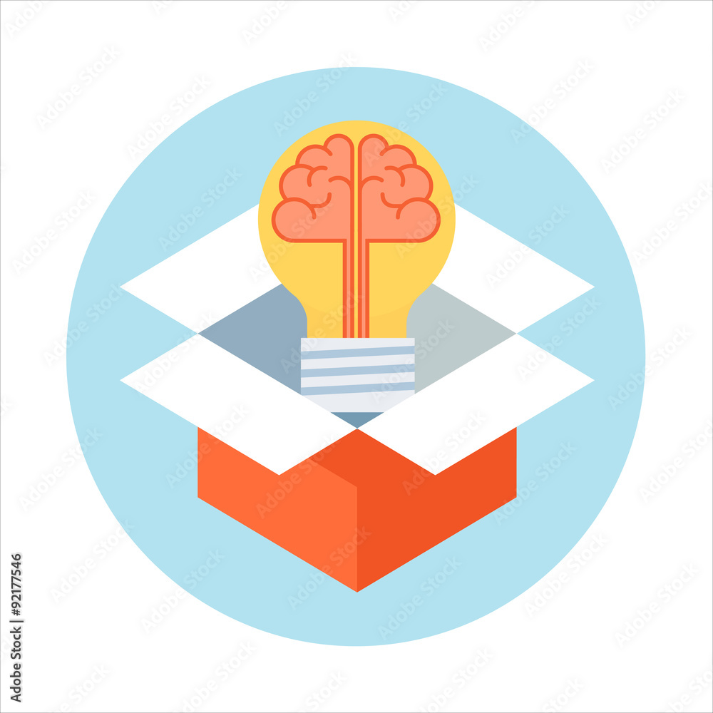 Think outside the box theme, flat style, colorful, vector icon f Think outside the box theme, flat style, colorful, vector icon f