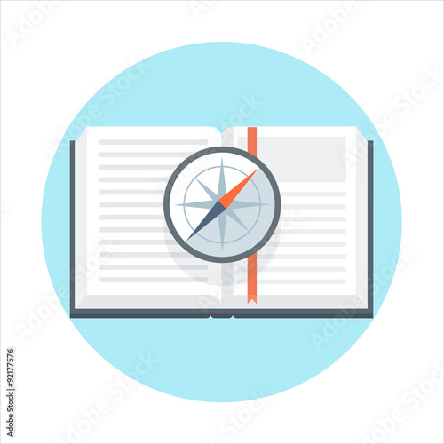Exploring, know how theme, flat style, colorful, vector icon for