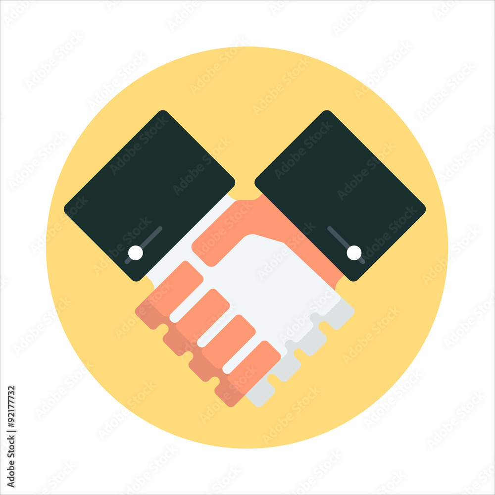 Hand shake flat style, colorful, vector icon for info graphics,