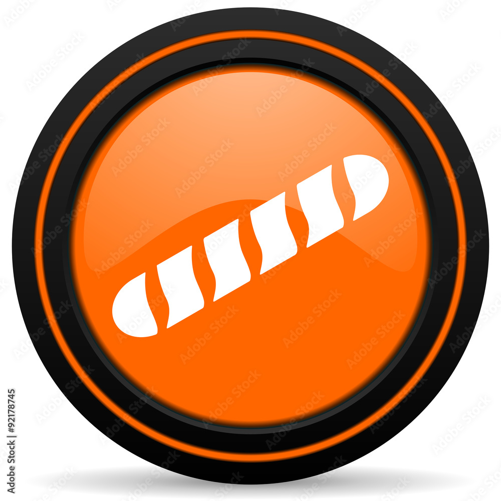 baguette orange glossy web icon on white background baguette orange glossy web icon on white background