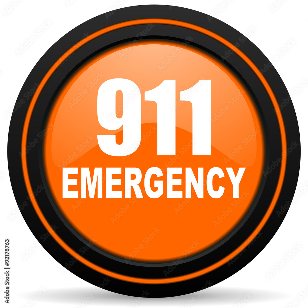 number emergency 911 orange glossy web icon on white background number emergency 911 orange glossy web icon on white background