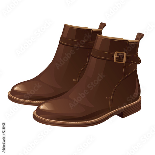 Classic shoes. Short riding boot with ankle strap