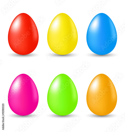 Easter set paschal eggs isolated on white background