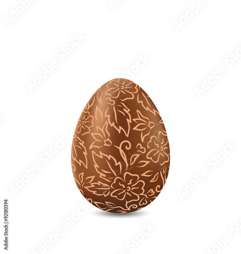 Easter chocolate egg in hand-drawn style  isolated on white back