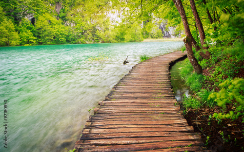 Wooden path in National Park in Plitvice