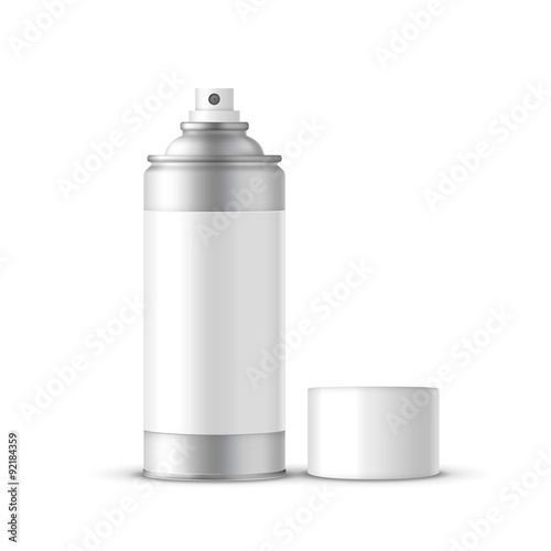 silver spray bottle with label