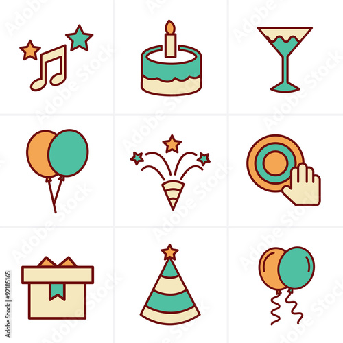 Icons Style party Icons Set, Vector Design
