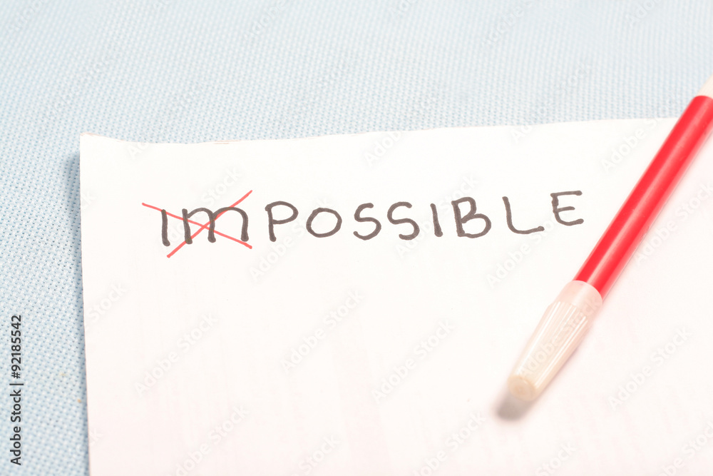 Illustration For How To Change Impossible To Possible Thing At Blue Background Illustration For How To Change Impossible To Possible Thing At Blue Background