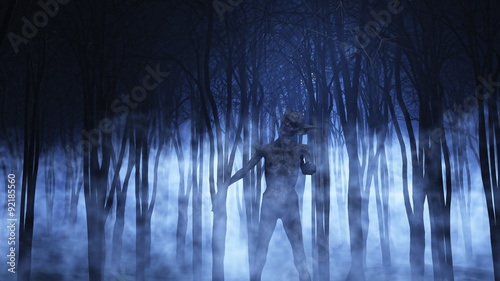 Fotografía 3D demonic figure in a foggy forest