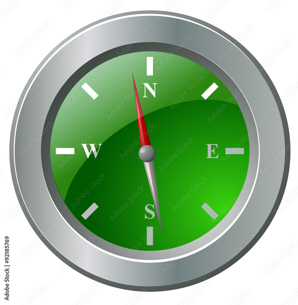 Green compass vector icon image Green compass vector icon image