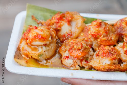 Mini Fried Mussels in Batter,Floating market at Ayutthaya