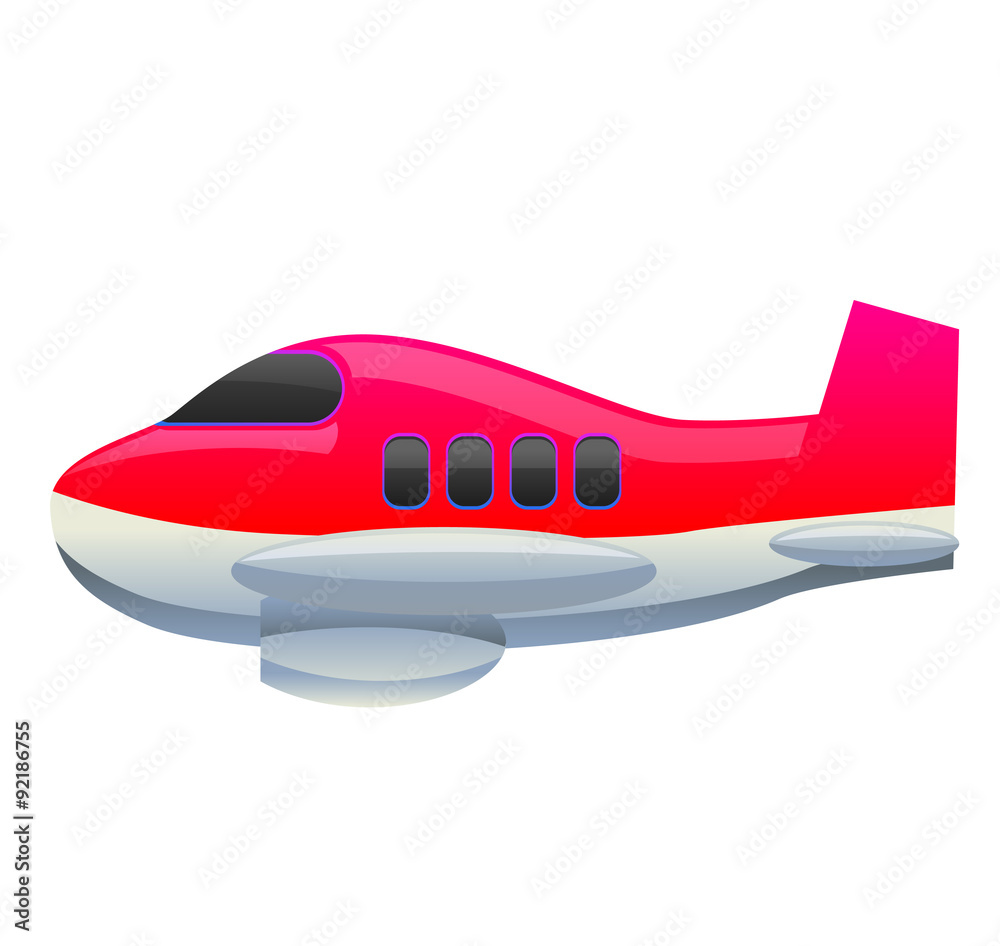 Red caricature airplane vector icon image