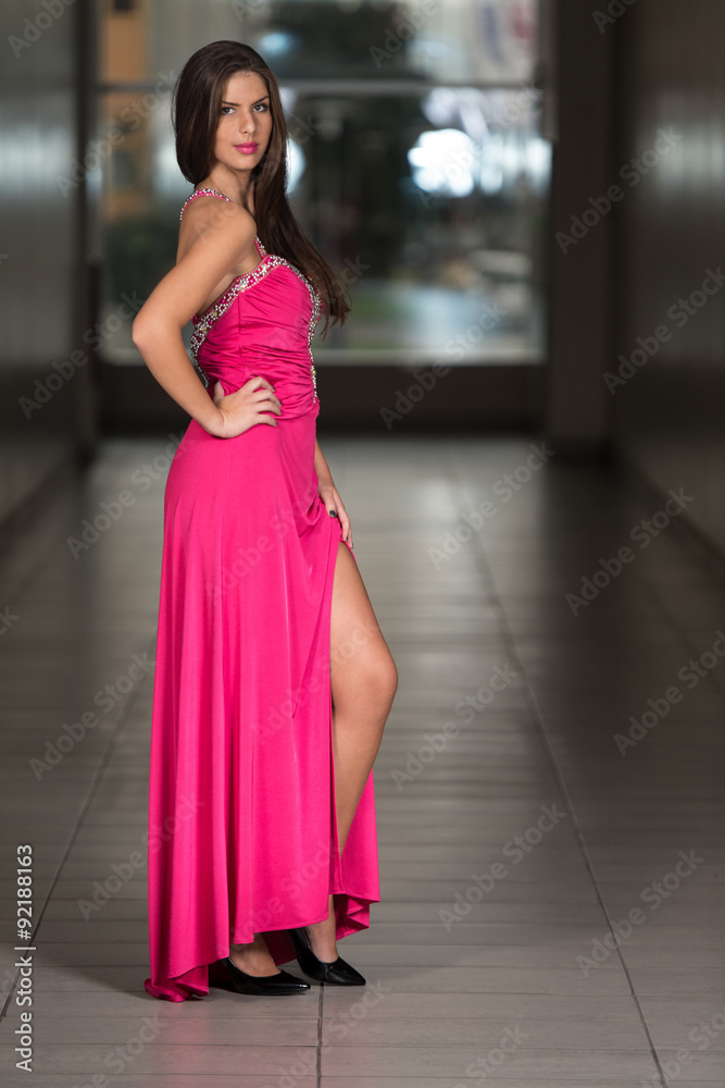 Glamorous Young Woman In Elegant Style Dress Glamorous Young Woman In Elegant Style Dress