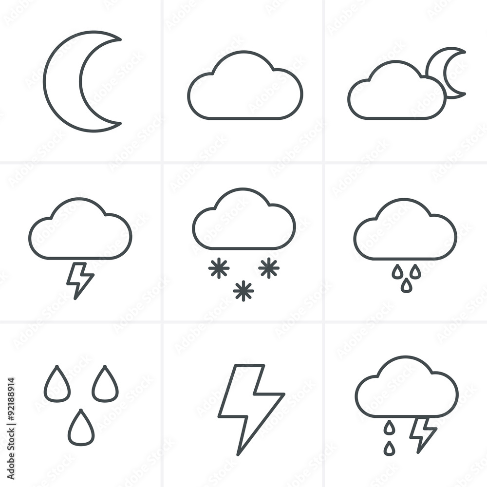 Obraz premium Line Icons Style Weather icons on white background