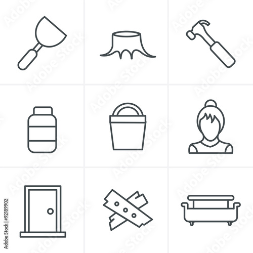 Line Icons Style  Icons set carpentry