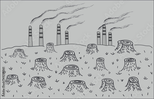 Deforestation and environmental pollution. Environmental disaster.