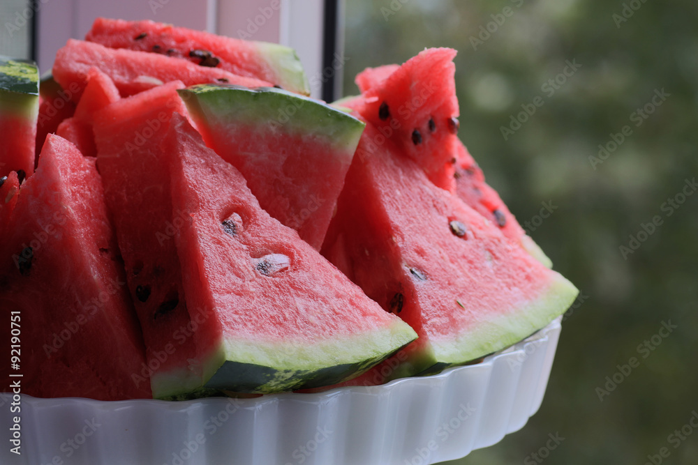 plate of watermelon slices plate of watermelon slices