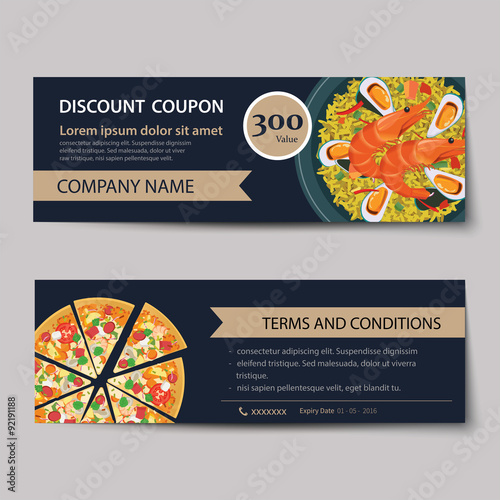 set of food voucher discount template design