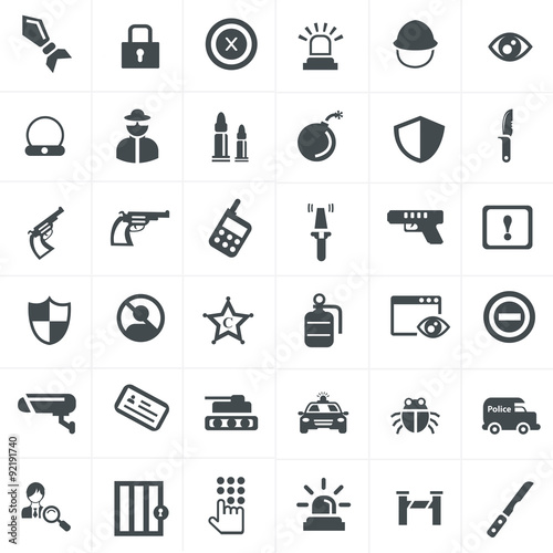 security and weapon icons set