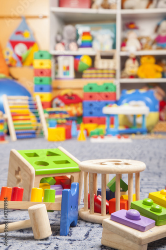 Wallpaper Mural wooden colour toys Torontodigital.ca