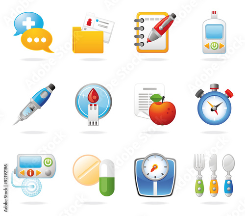 Diabetes Mellitus Medical vector icon set
