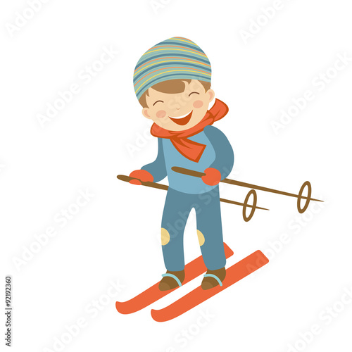 Cute little boy skiing