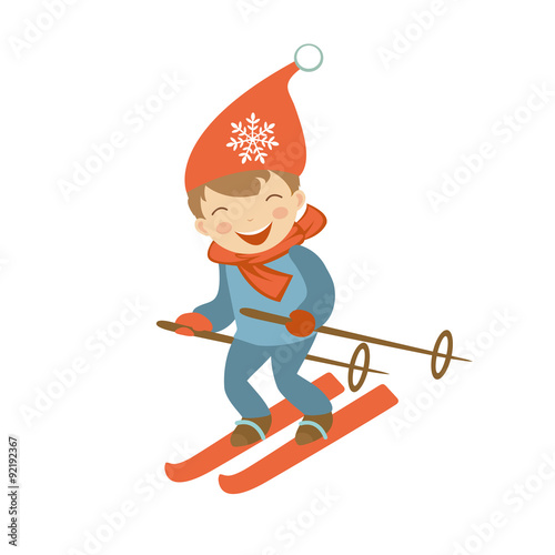 Cute little boy skiing