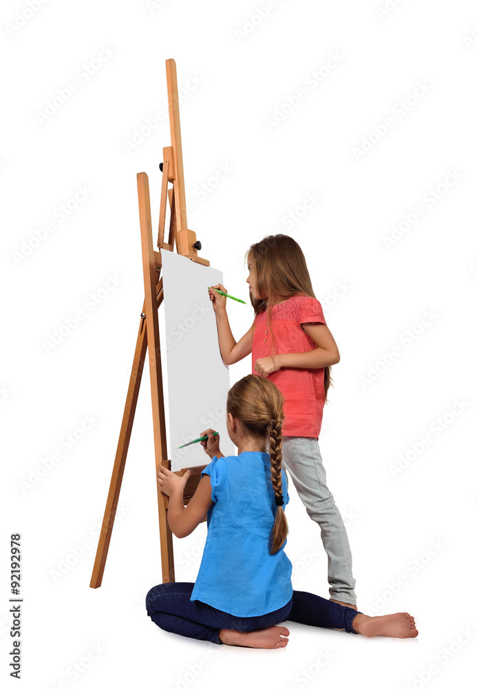 two little girl painting