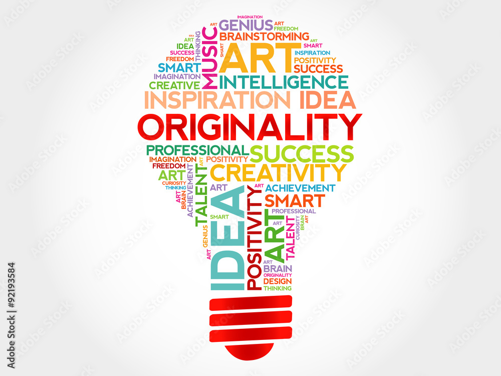 Originality bulb word cloud concept Originality bulb word cloud concept