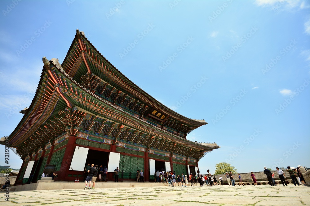 韓国　世界遺産　景福宮　勤政門の風景