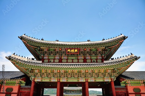 Obraz na płótnie 韓国 世界遺産 景福宮 勤政門の風景