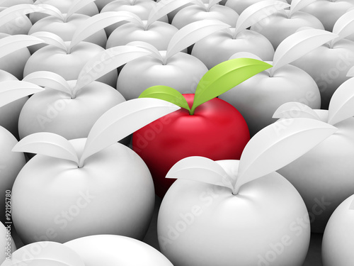 Quadro em tela Different Red Apple Out From Others White