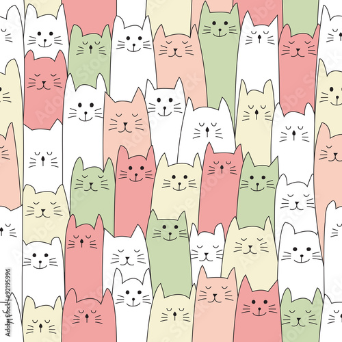 Fototapeta Naklejka Na Ścianę i Meble -  seamless doodle cat pattern vector illustration
