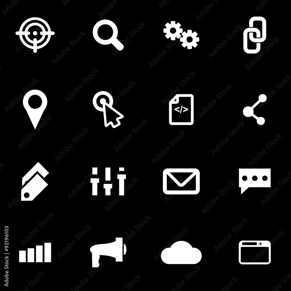Vector white seo icon set