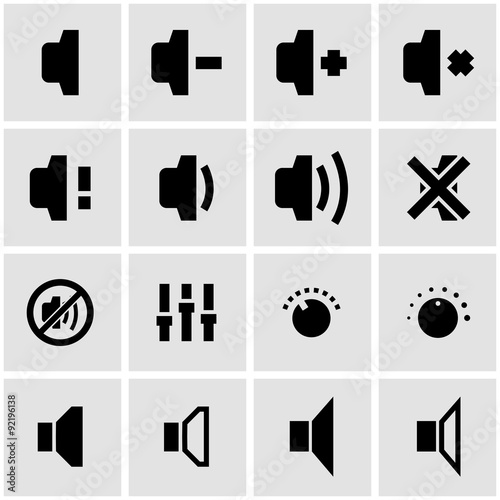 Foto Vector black speaker icon set