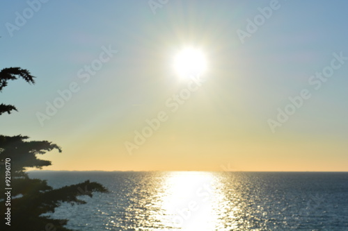 Couché de soleil sur la mer de granville