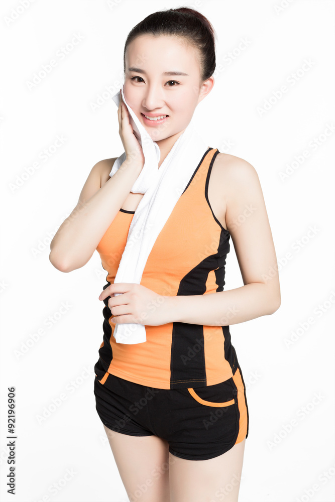 woman wiping sweat woman wiping sweat