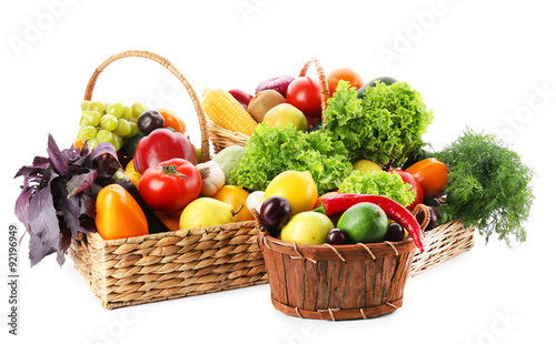 Fototapeta Naklejka Na Ścianę i Meble -  Fresh vegetables and fruits  isolated on white