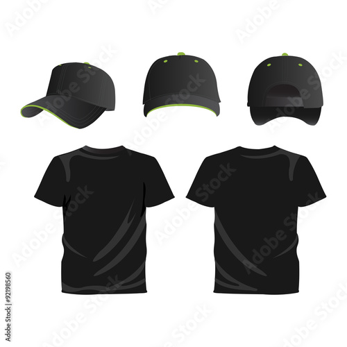 Black cap and T-shirt set vector