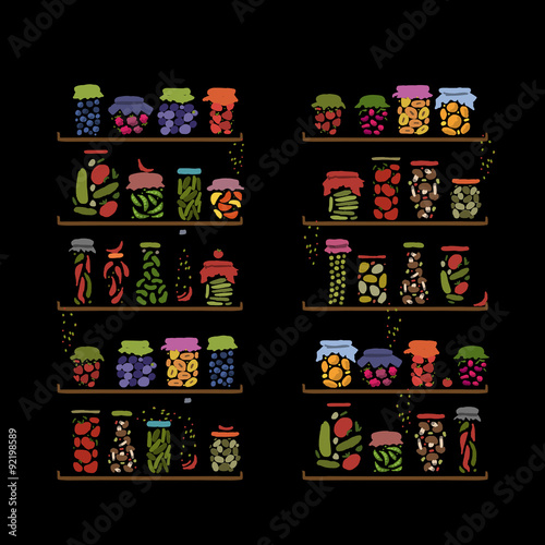 Shelves with pickle jars for your design
