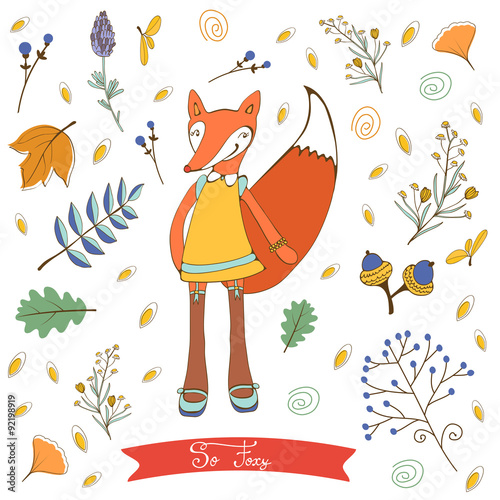 So foxy elegant concept card with fox character