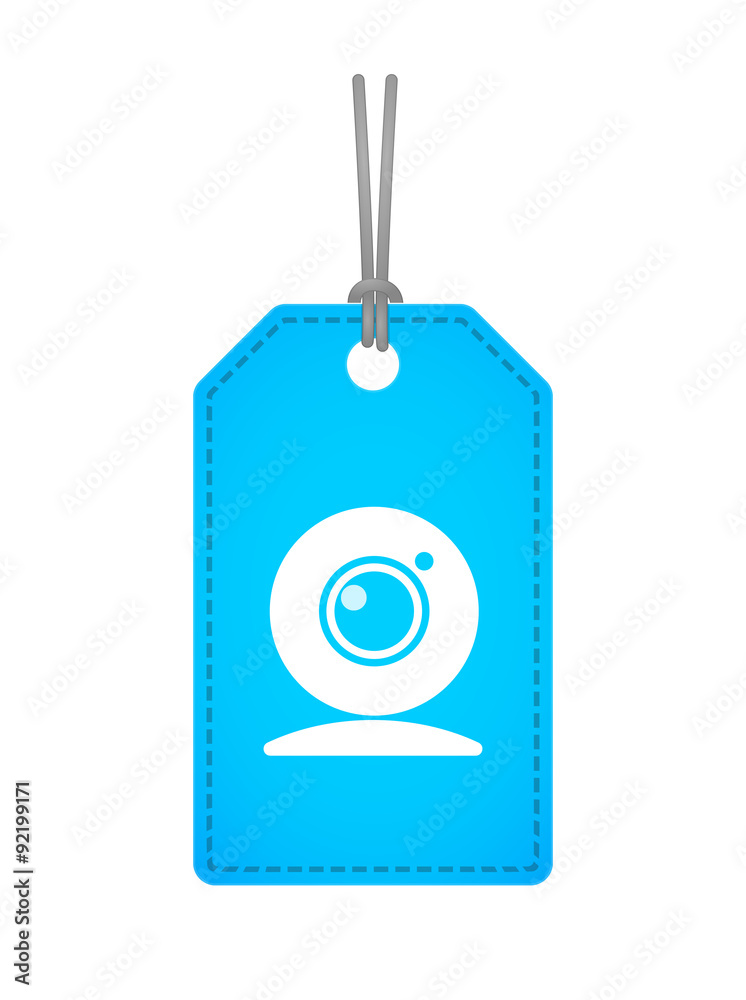Isolated label icon with a web cam Isolated label icon with a web cam