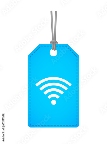 Isolated label icon with a radio signal sign