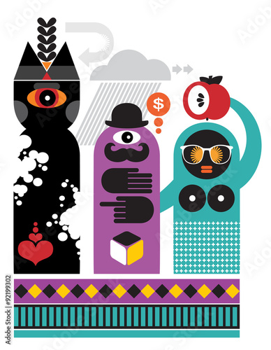 The ghost, English gentleman and black woman.