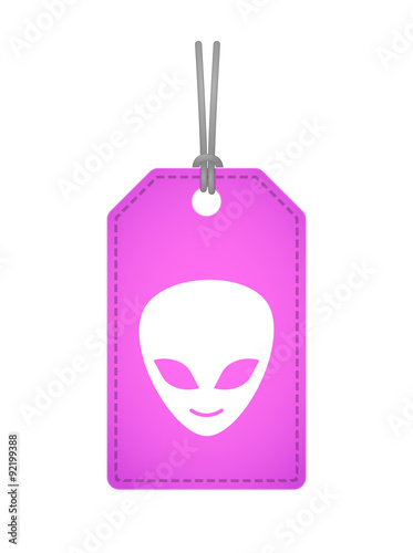 Isolated label icon with an alien face