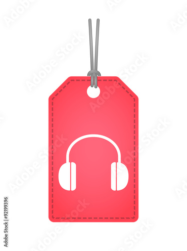 Isolated label icon with a earphones