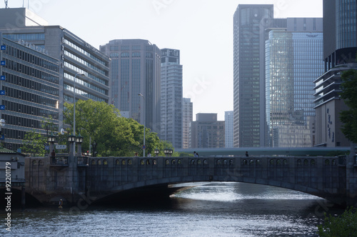 The bridge and river view Of Osaka Yodoyabashi,Japan. photo