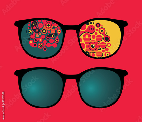 Retro eyeglasses with reflection in it.