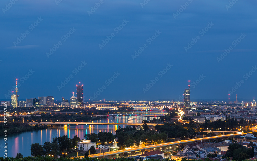Buildings and Bridges Near the Danube River, River